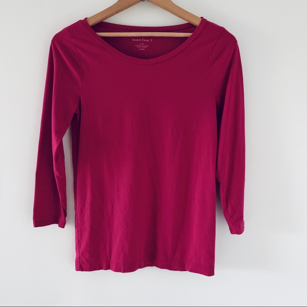 J. Crew Stretch Tissue 3/4 Sleeve Crewneck Top M